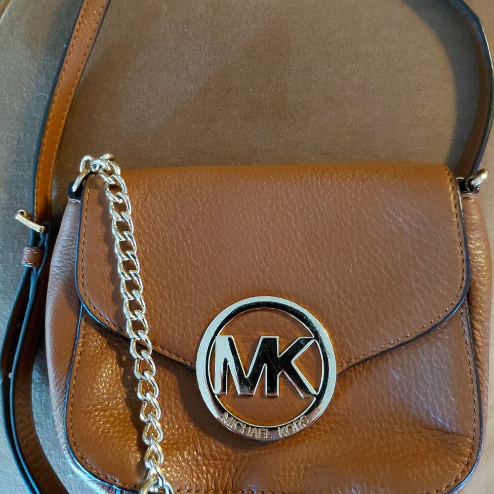 Michael Kors Fulton Small Brown Leather Cross Body Bag